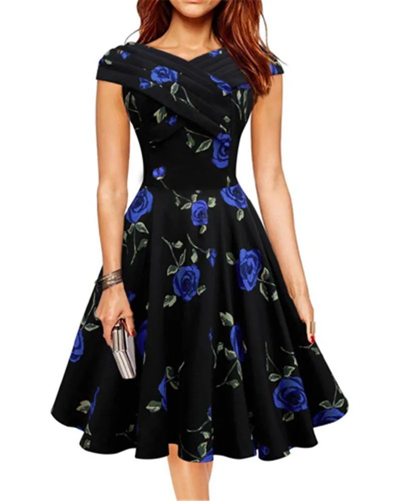 2017 Винтаж Одри Хепберн Платья для женщин Сладкий бальное платье Для с цветочным