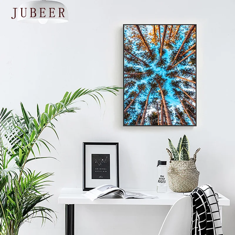 Современный лесной пейзаж холст Картина Настенная художественная постер для