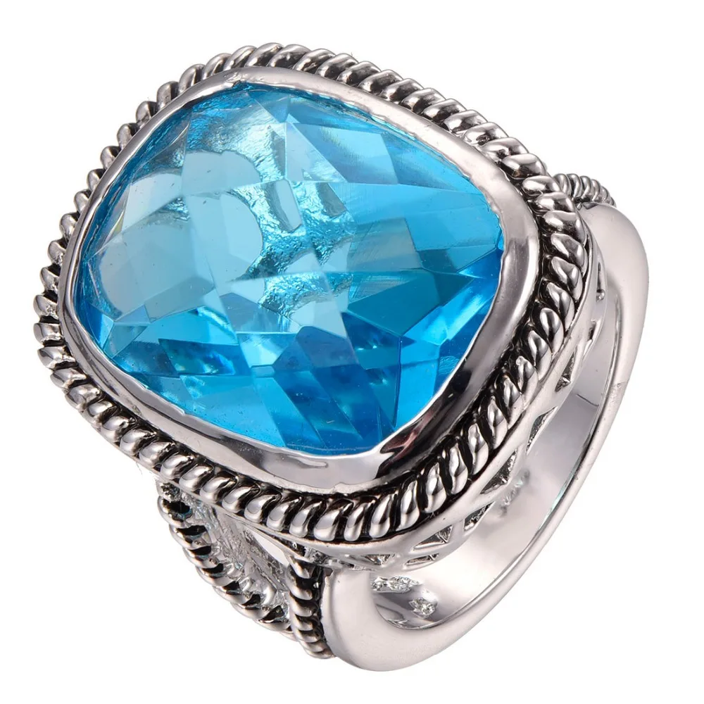 

Huge Blue Crystal Zircon 925 sterling silver Fashion Design Ring Size 6 7 8 9 10 F1287