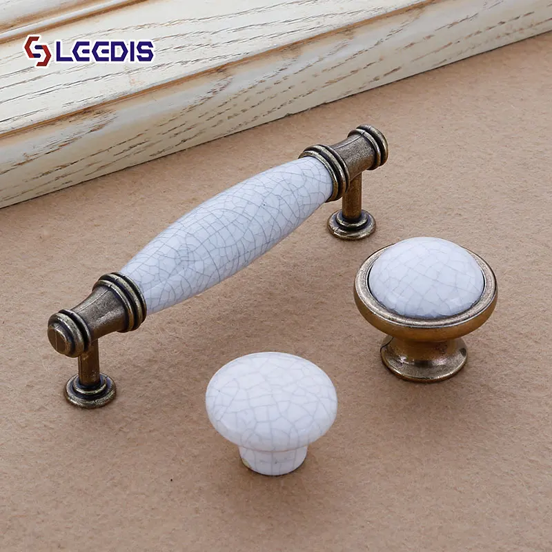 LEEDIS европейский дизайн трещин керамический шкаф дверная ручка цинковый сплав
