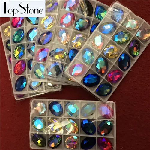 18x25mm 75pcs Topstone Овальный причудливый Камень mix colors AB 6x8,8x10,10x14,13x18,18x25,20x30 мм стеклянные кристаллы для изготовления ювелирных изделий - Цвет: 18x25mm 75pcs
