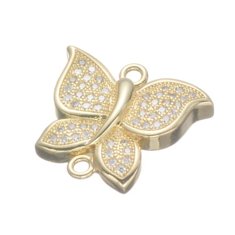 6 шт. 17*18 мм микро проложить ювелирных изделий Сияющий циркон Бабочка Талисманы