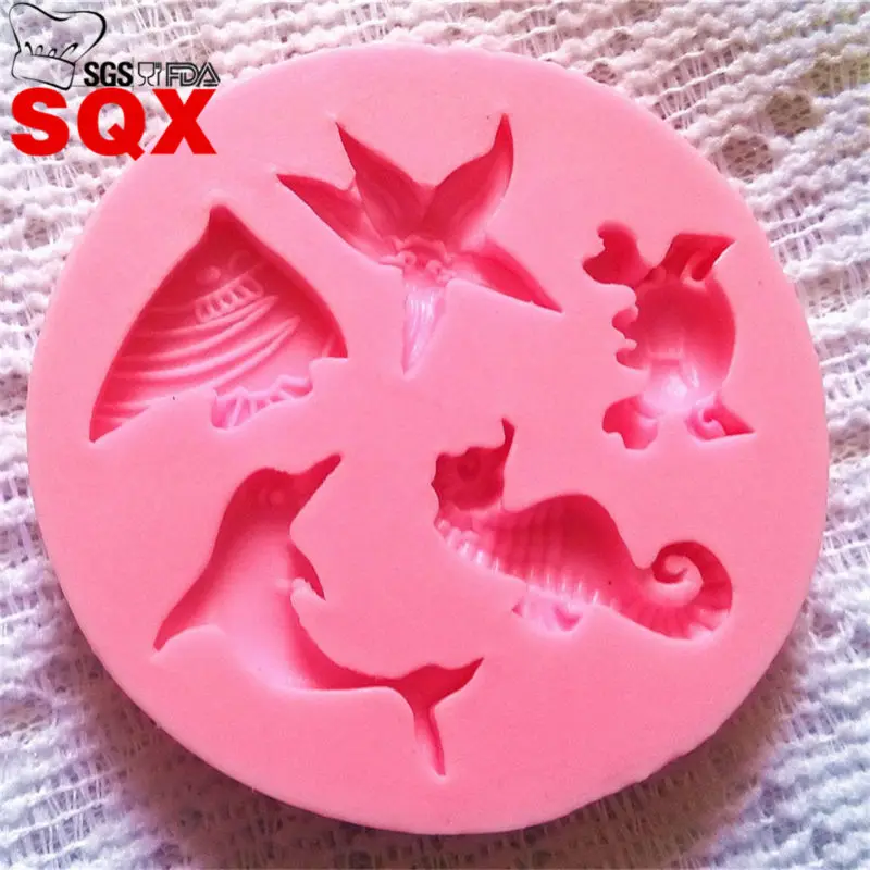Силиконовая форма дельфина/гиппокампа/Морская звезда/краб/рыба помадная для