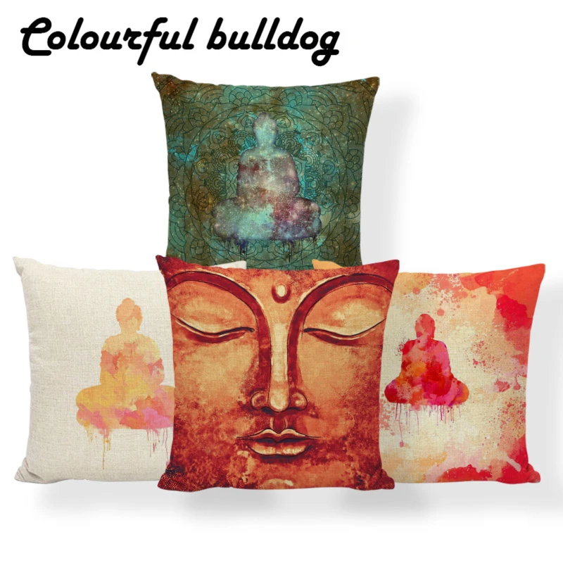 

Chakra Buddha Cushion Covers Mandala Lotus Pillow Cases Yellow European Bed Decor Home Throw Pillows Large Cotton Blend Photo