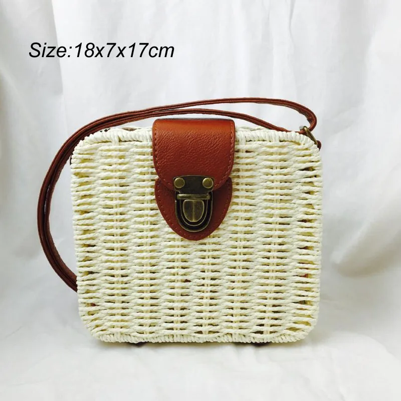 AK 037 white Летняя круглая Соломенная Сумка Пляжная bolso mimbre paja Плайя sac paille rieten tas torebka wiklinowa osier verano Женская плетеная Сумка - Цвет: AK 037 white