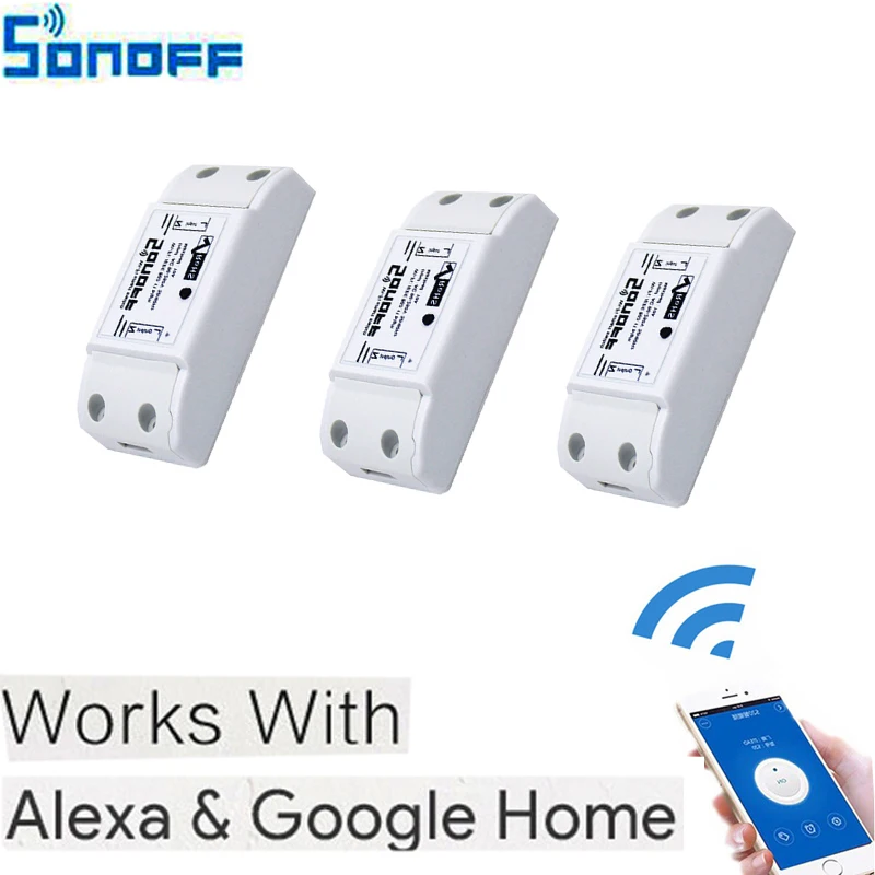 3 шт. sonoff Модуль Автоматизации умного дома Wifi переключатель универсальный таймер беспроводной переключатель пульт дистанционного управления через IOS Android 10A/2200W