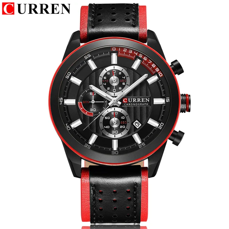 black silver CURREN Модные Повседневные часы Классические наручные часы с хронографом для мужчин модные кварцевые часы с календарем Мужские часы erkek kol saati - Цвет: black silver