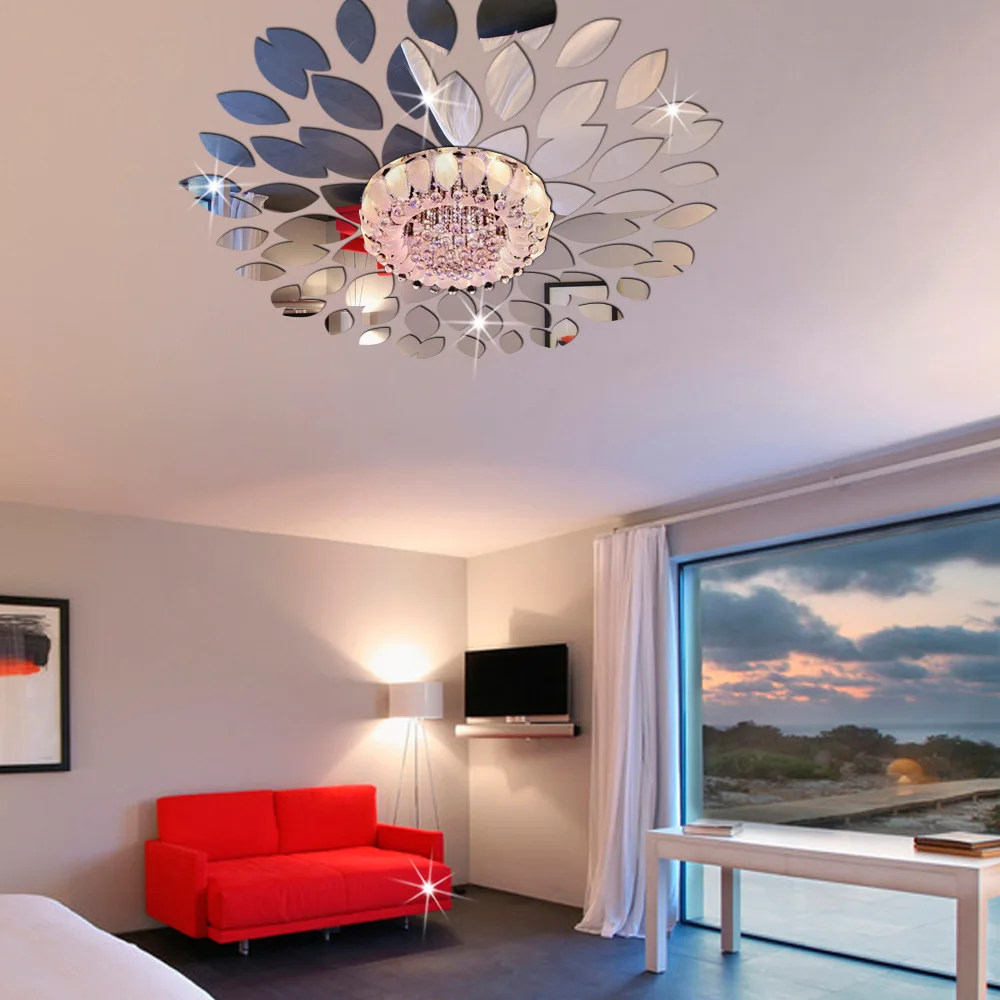 Creative Ceiling Acrylic Style 3D Mirror Wall Stickers Ceiling Wall Stickers Home Wall Decor Living Room Decoration Custom Size