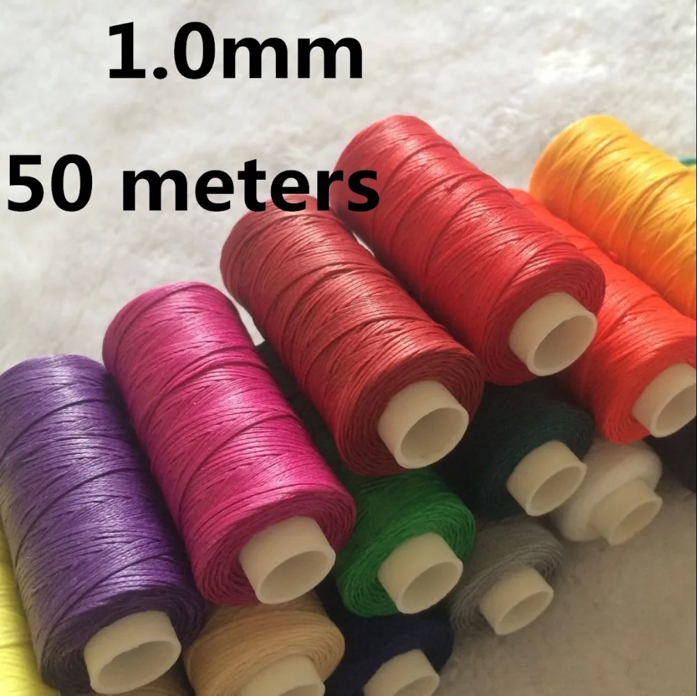 

JH002 1.0mm 50 meters Long Flat Waxed Thread Waxed String for Leather Sewing