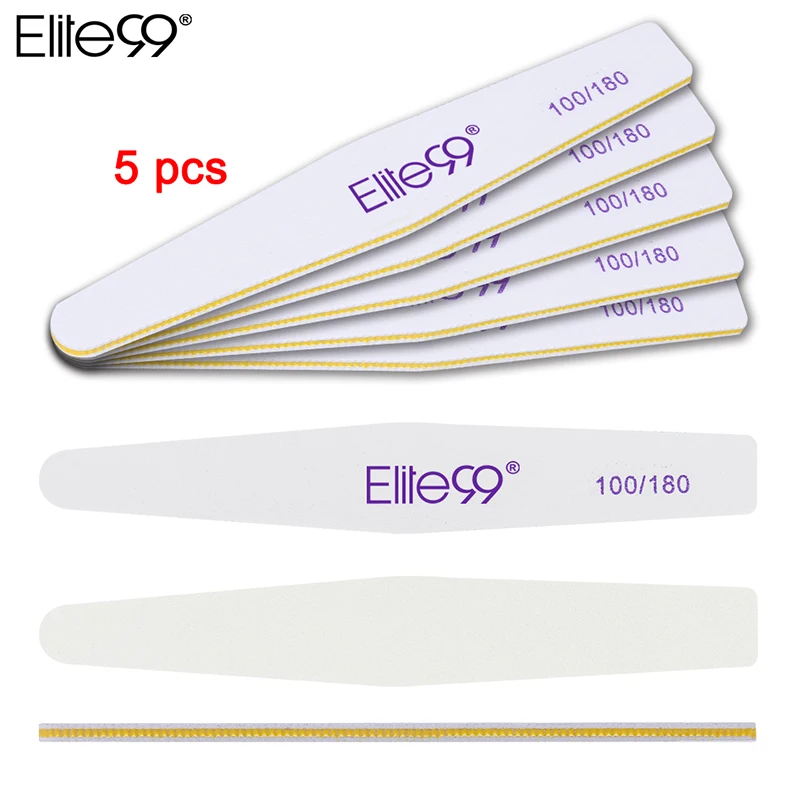 Шлифовальная Пилка Elite99 5 шт./лот для дизайна ногтей 100/180 Грит с изогнутыми боками