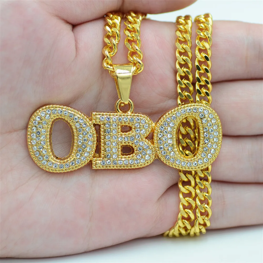 Uodesign Gold Finish Iced Crystal Letter OBO Pendants &amp Necklaces Charm Men Women Hip Hop Jewelry | Украшения и аксессуары