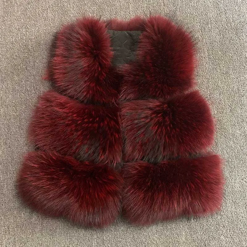 Jancoco Max женский жилет из натурального меха енота меховой жилет короткая куртка женская зимняя мода 3 ряда жилет высокого качества S1150SJ - Цвет: Wine Red