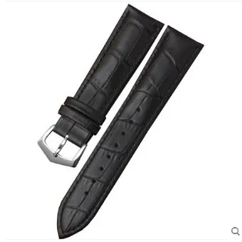 8 silver pin clasp Кожаный ремешок HUXIE подходит для наручных часов PP CALATRAVA, цепочка из коровьей кожи, складывающаяся кнопка из розового золота, 19 20 22 мм - Цвет ремешка: 8 silver pin clasp
