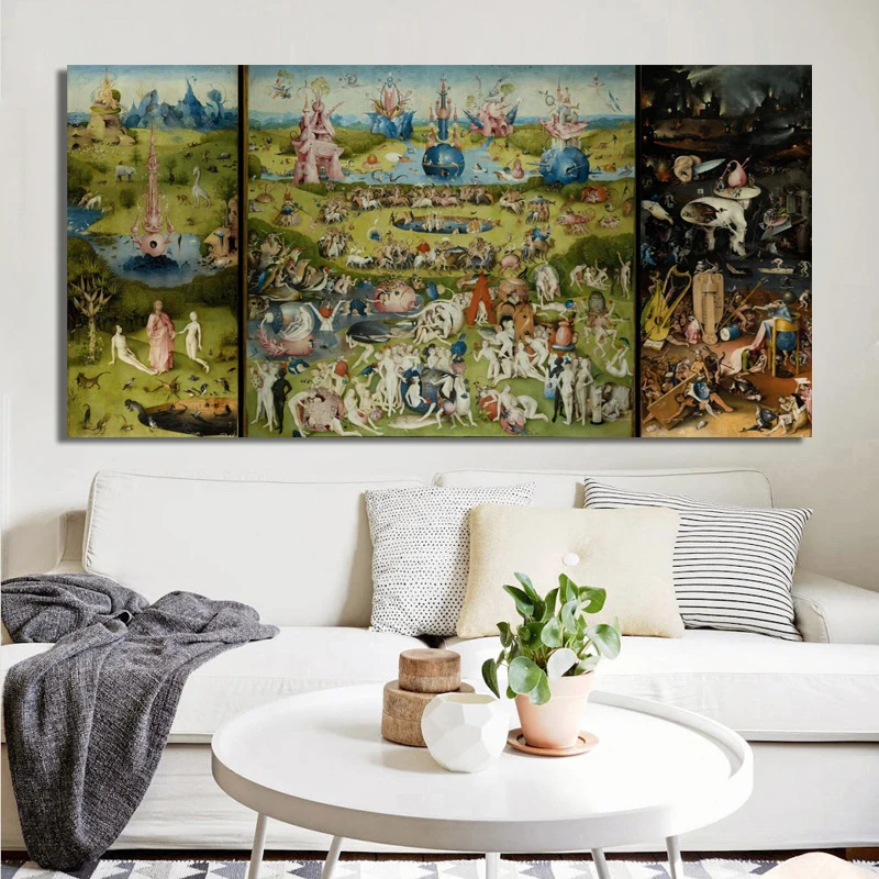 Bosch Hieronymus сад земного восхищения плакат, Классическая известная живопись, печать на холсте для декора комнаты