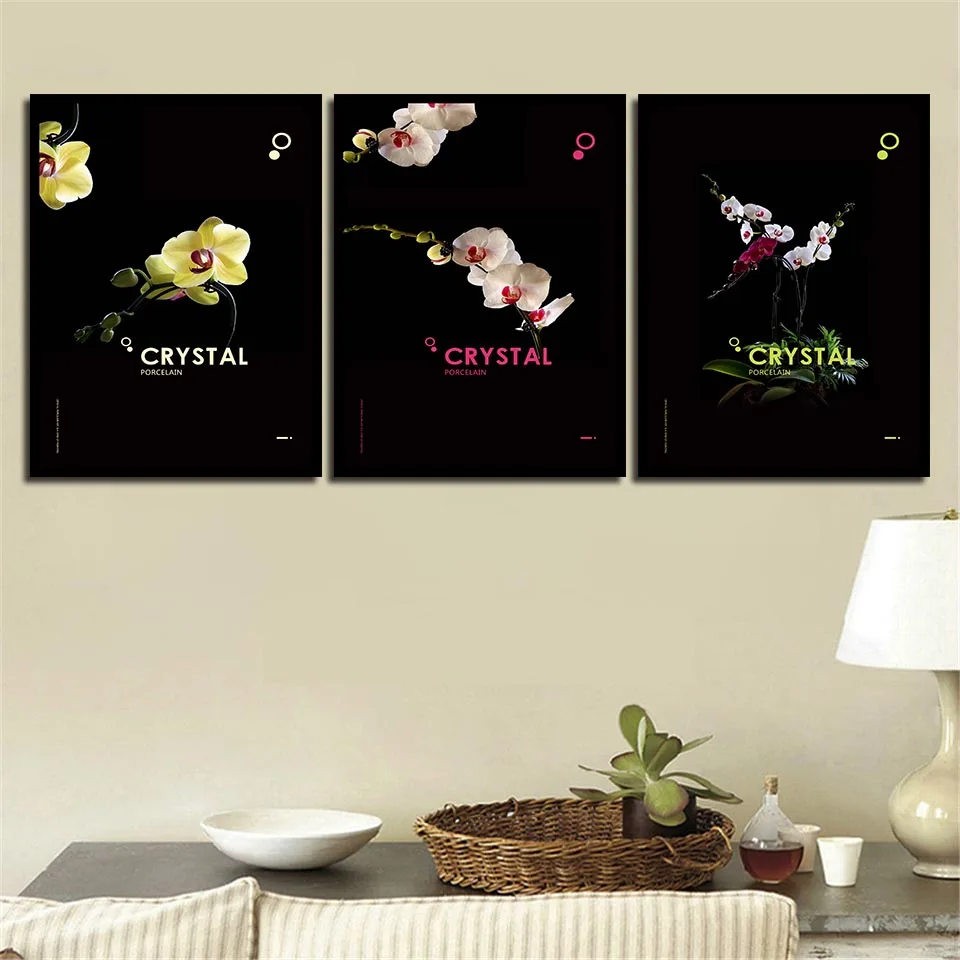 Wall Art Oil paint flowers Poster Nordic Print Painting Decoration Picture Living Room Decor black | Дом и сад