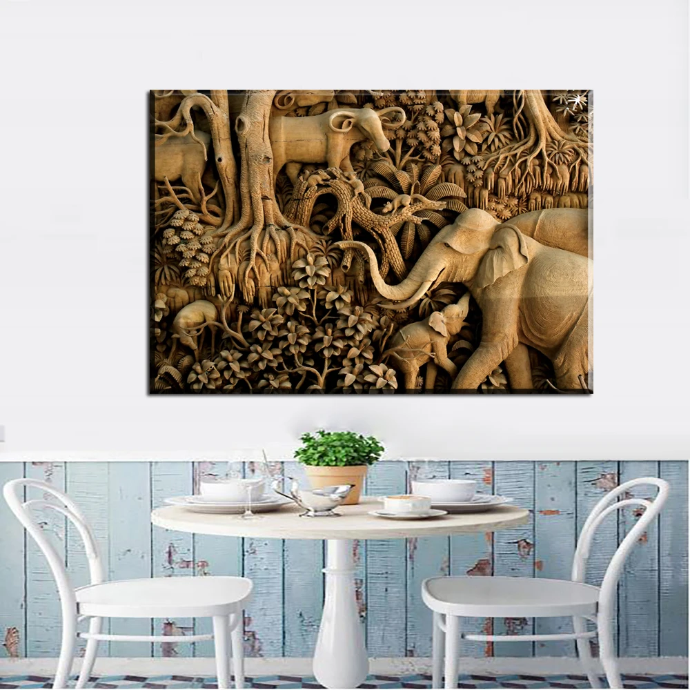 

Modular Pictures 3D Art Animal Elephant Poster Wall Art Modular Paintings For Kitchen Wall Pictures Living Room Canvas Painting