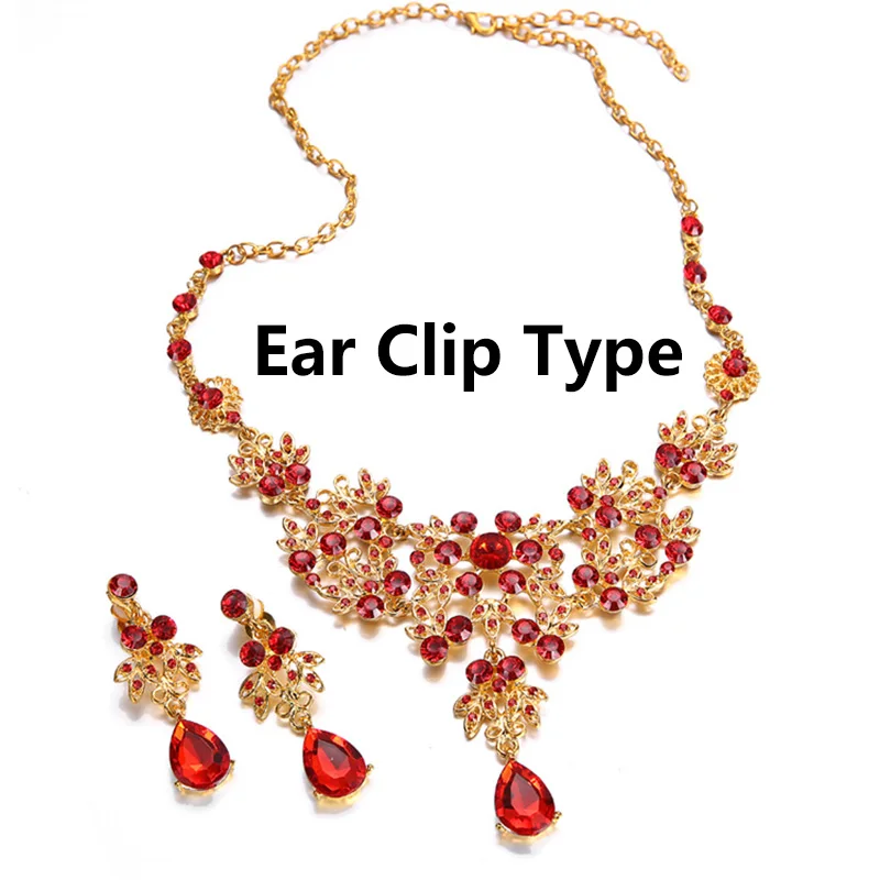 Комплект свадебных украшений ожерелье и серьги цвет красный XL005|jewelry necklace sets|necklace