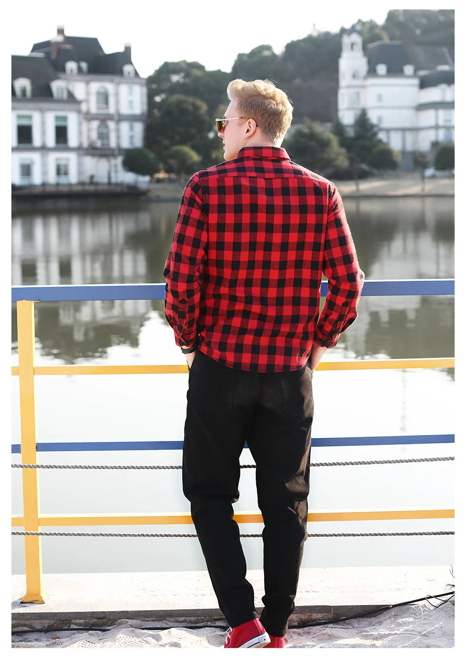 AOLIWEN Plaid Casual shirt men's Long sleeve summer shirt Fashion plaid shirt cotton Soft Comfort Slim Fit Brushed Flannel Shirt