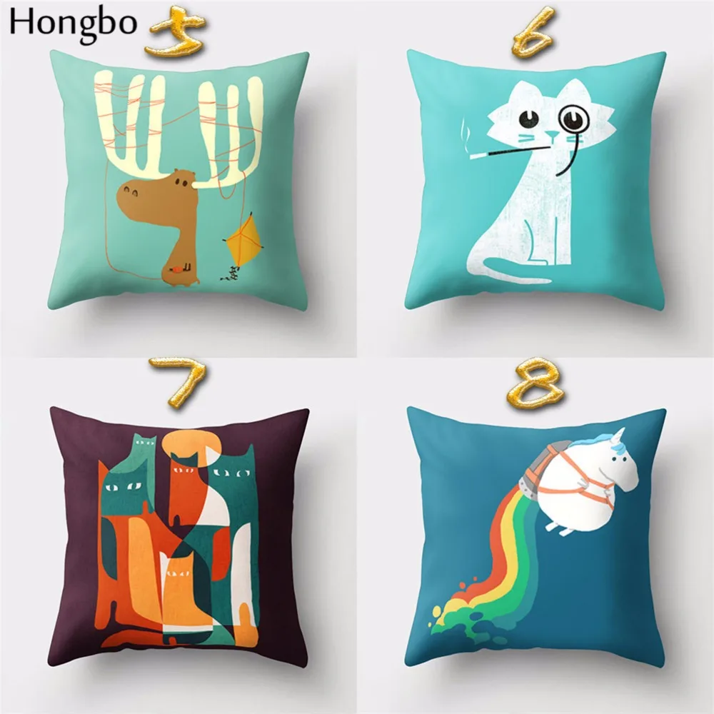 Hongbo 1 шт. Мультяшные животные кошка Лось Дельфин лев крокодил лиса наволочка для