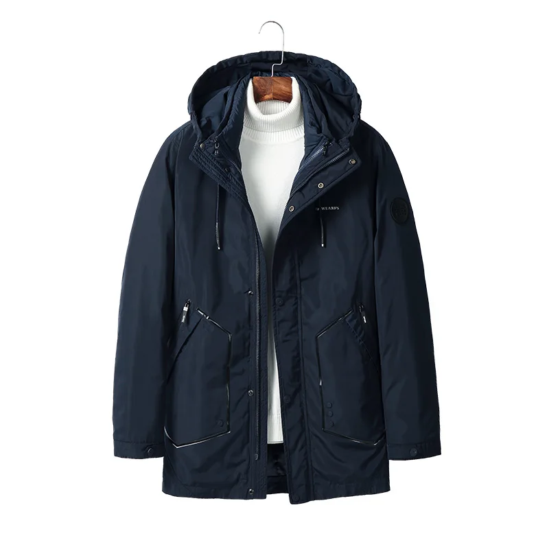 

High Quality Winter Jacket Men Two Jackets In One Thick Warm Parkas Outerwear Combo clothing black blue casual Windbreakers