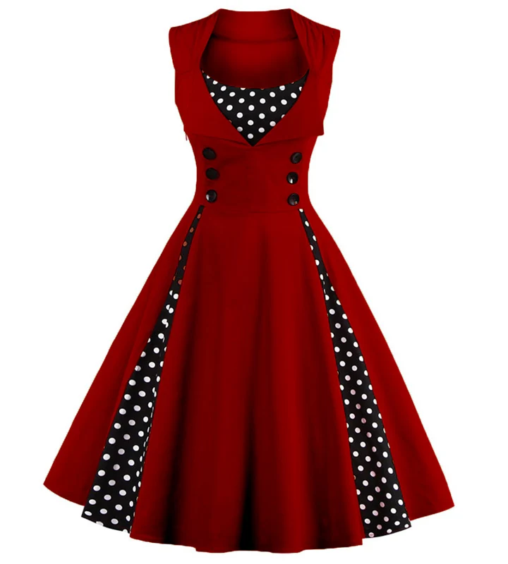 robe vestidos Винтажные платья в горошек 50s 60s Pin Up 5XL размера плюс женская одежда большие качели с цветочным рисунком рокабилли Ретро вечерние платья - Цвет: robe vestidos