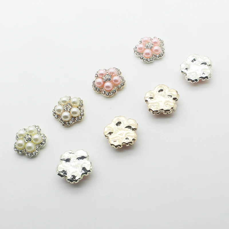 New 10pcs/set 18mm Handcraft Flower Snap Pearl Buttons Flat Back Rhinestone for Clothing Women Shirt Tie Decorative | Дом и сад