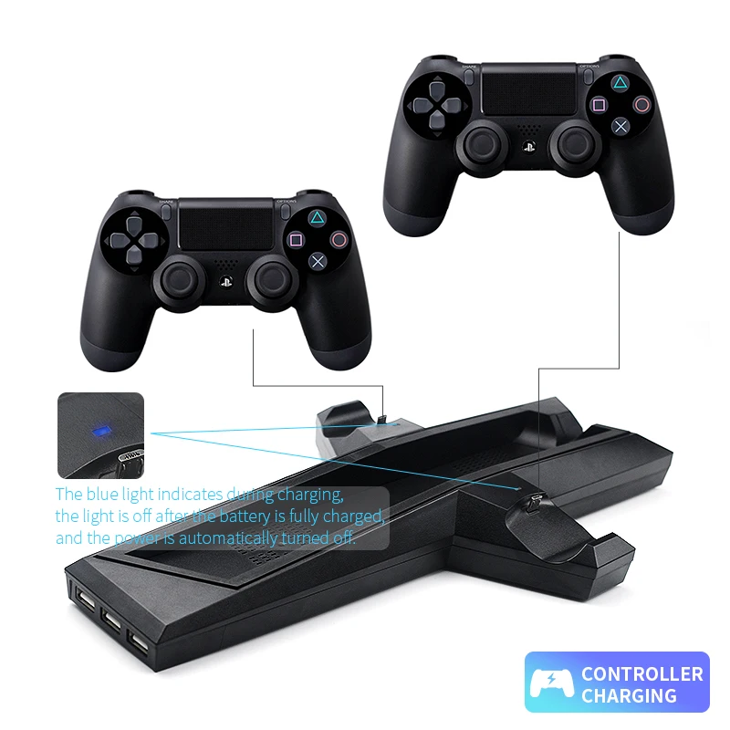 Вентилятор охлаждения джойстик Зарядка для PS4/PS4 тонкие игры вертикальная подставка с двойным контроллером зарядная станция для sony Playstation 4