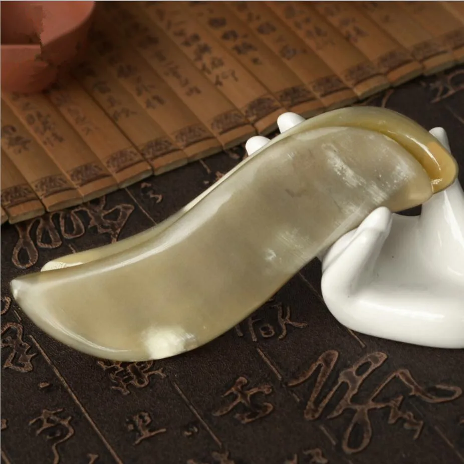 

Large Natural yak horn SPA Scraping Plate Body Massager Chinese Traditional Acupuncture Massage GuaSha Board Scrape Therapy