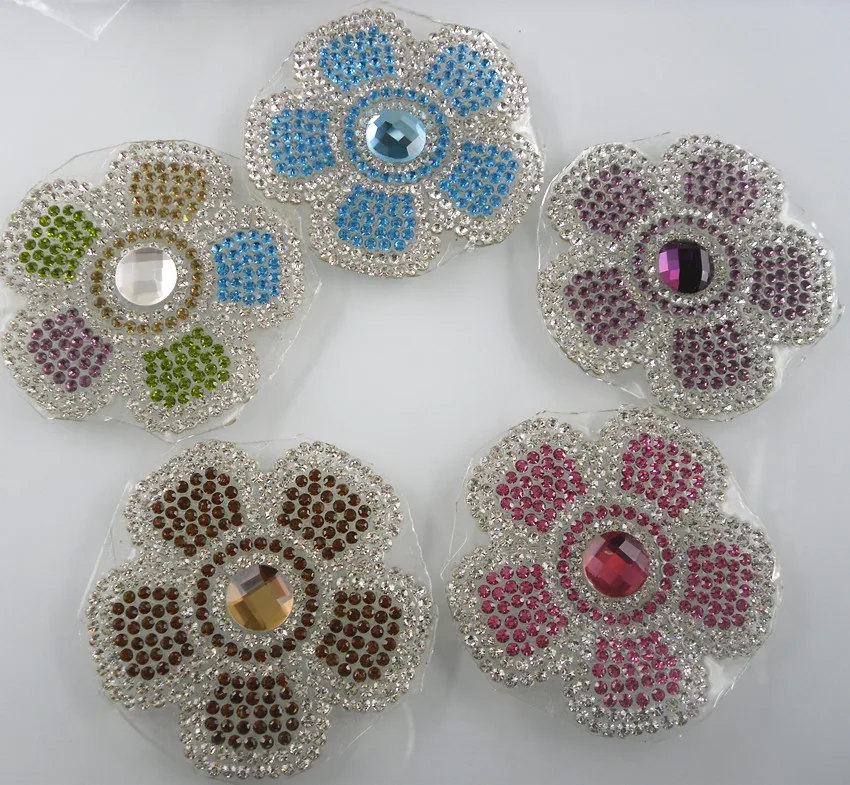 Hotfix iron round glass faceted rhinestones fashion applique fit shoes bag clothing decorations flower shape 1pc TZH02 | Дом и сад