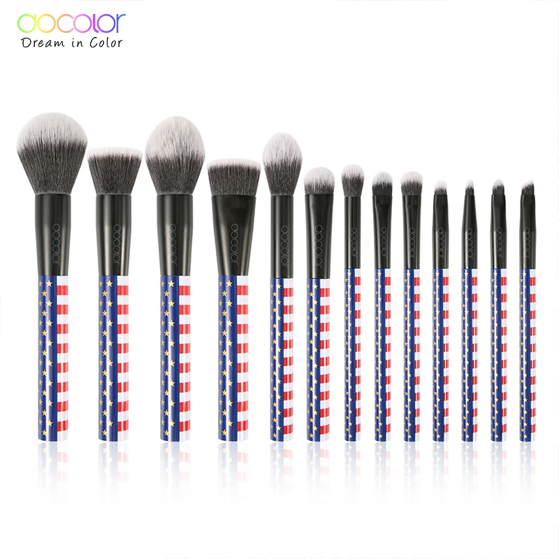 Docolor Professional 13 шт. набор кистей для макияжа косметическая пудра для нанесения основы румян теней для век подводка для глаз губ Макияж инструмент для чистки кисти