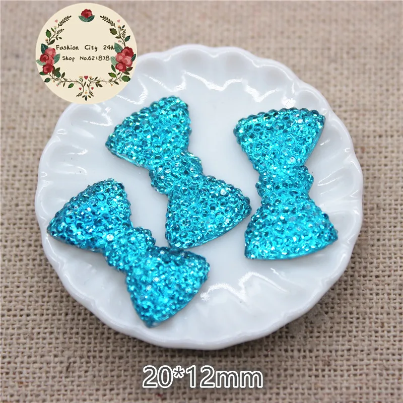 50pcs 20*12mm resin bling rhinestone bowknot flatback cabochon for DIY craft scrapbooking | Дом и сад