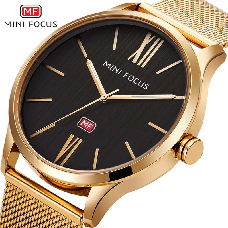 Мини фокус мужские часы Топ Бренд роскошные золотые кварцевые Прямая поставка