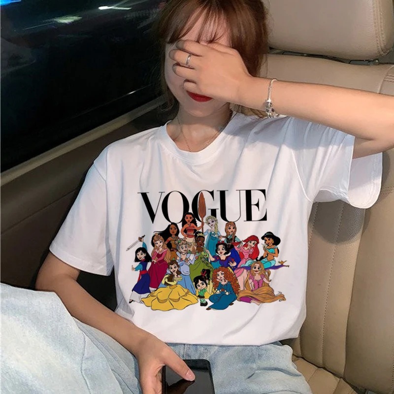 Vogue Harajuku Ullzang Футболка женская забавная мультяшная принцесса футболка 90s графическая Эстетическая Футболка Модные кавайные футболки женские