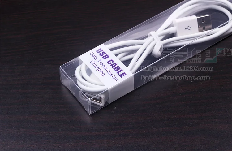 400 шт. оптом Прозрачная ПВХ упаковочная коробка для iPhone 5 6 7 Plus Xiaomi 1 метр USB кабель
