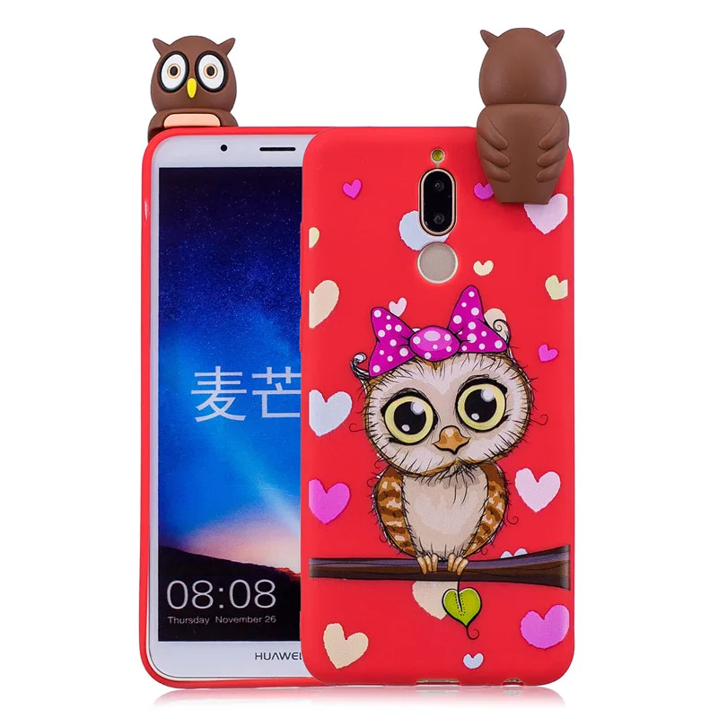 3D Мягкий Силиконовый ТПУ чехол для Huawei Mate 20 Lite Милый Панда Сова Телефон с