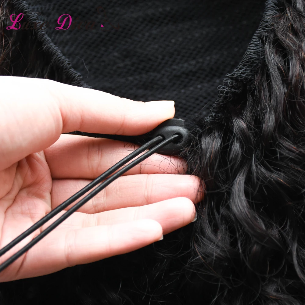 LD натуральные черные волосы Remy 1 шт. зажим в хвостиках шнурок 100% продукты