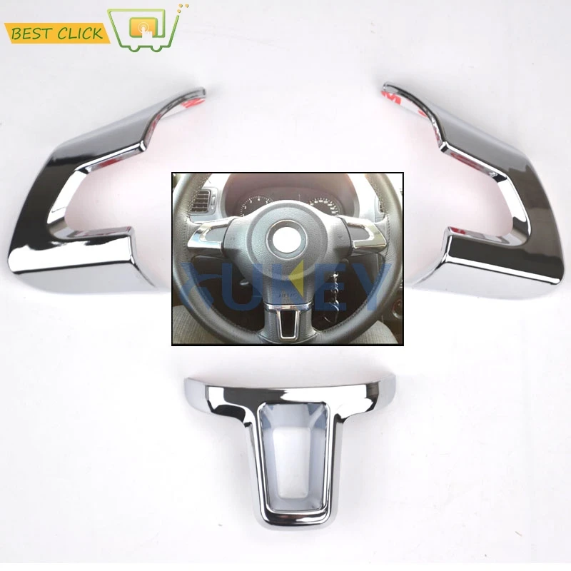 3 шт. Хромированные вставки на руль для VW 2009 2013 Golf 6 Mk6 Bora / 2011 2014 Polo Jetta Eos Touran | Наклейки на автомобиль -32788664526
