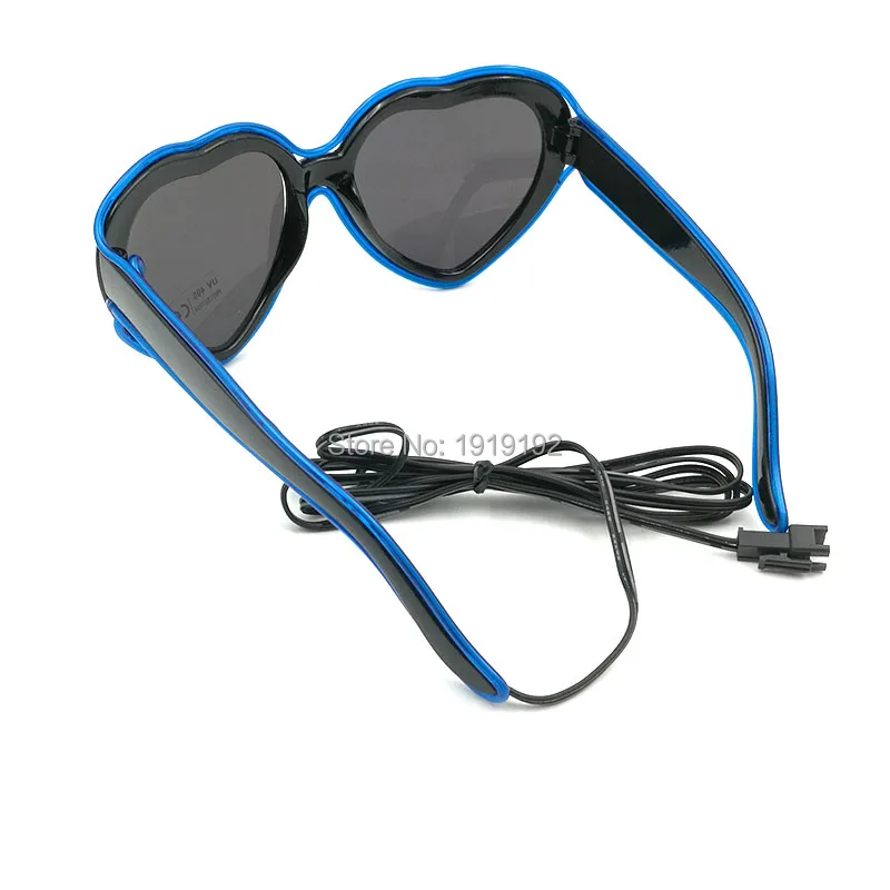 Новые модные красочные светящиеся солнцезащитные очки в форме сердца для