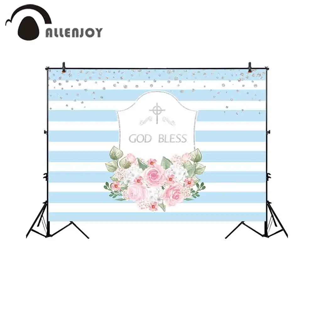 Allenjoy фоны для фотостудии в синюю полоску серебряные точку крест цветок Бог