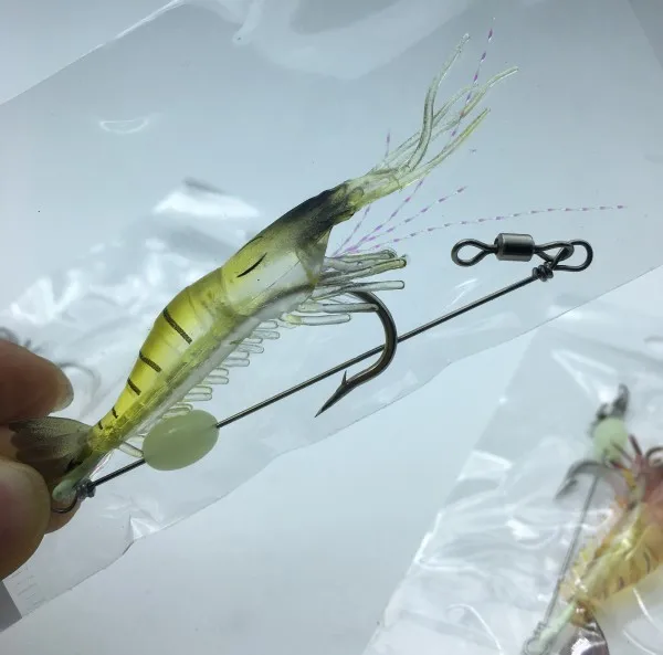 3 шт./лот приманка для рыбной ловли встроенный крючок светящаяся набор креветок