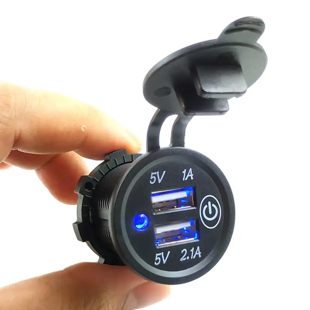 Зарядное устройство для автомобиля мотоцикла лодки 12 В двойной USB разъем адаптер