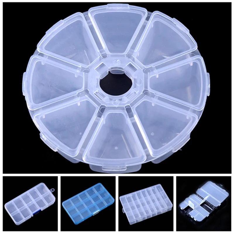 15 Slots Plastic Fishing Lure Hook Tackle Box Adjustable Portable Storage Case Tackle Multifunctional Organizer Fishing Boxes