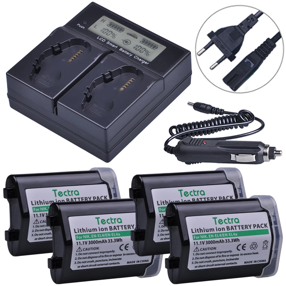 4 упаковки LCD двойное быстрое зарядное устройство и аккумулятор для Nikon EN EL4 EL4A ENEL4