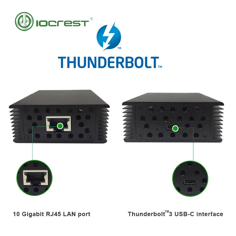 IOCREST certified 10 gigabit USB3.1 Type-C thunderbolt 3 wired nic network lan adapter intel chipset support Mac OS
