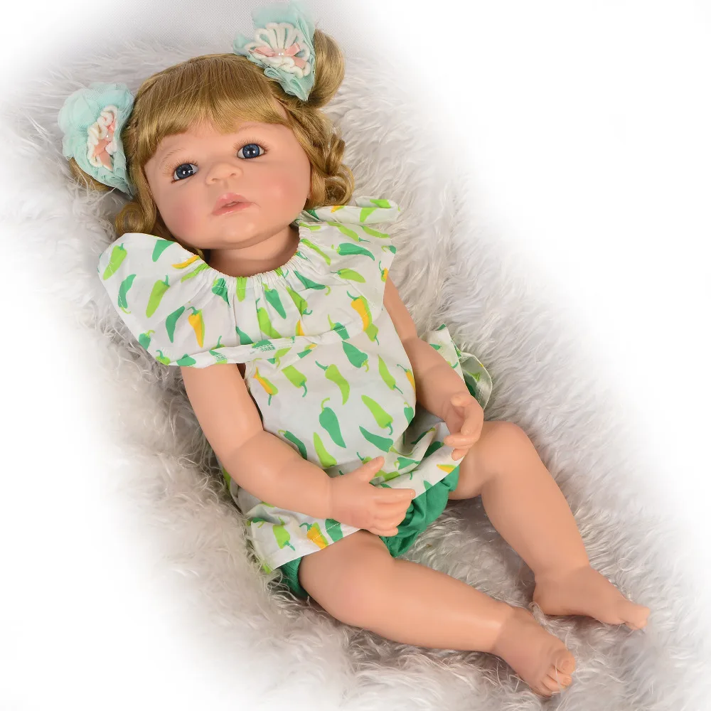 55 см полное Силиконовое боди Reborn Baby Doll игра-Лепка bebe новорожденная принцесса