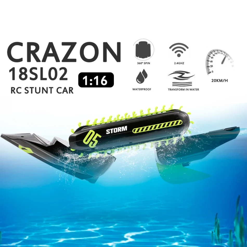 CRAZON Радиоуправляемая машина 18SL02 амфибия 1:16 трюковая лодка 2 4 ГГц 4WD грузовик