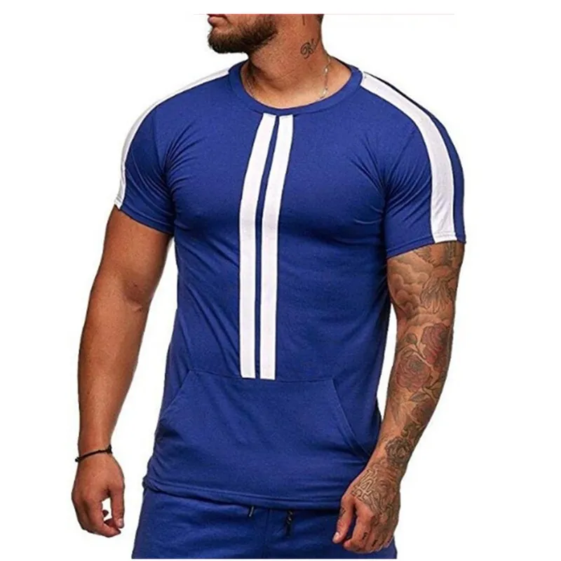 Новая Европейская и американская мужская модная спортивная футболка с короткими