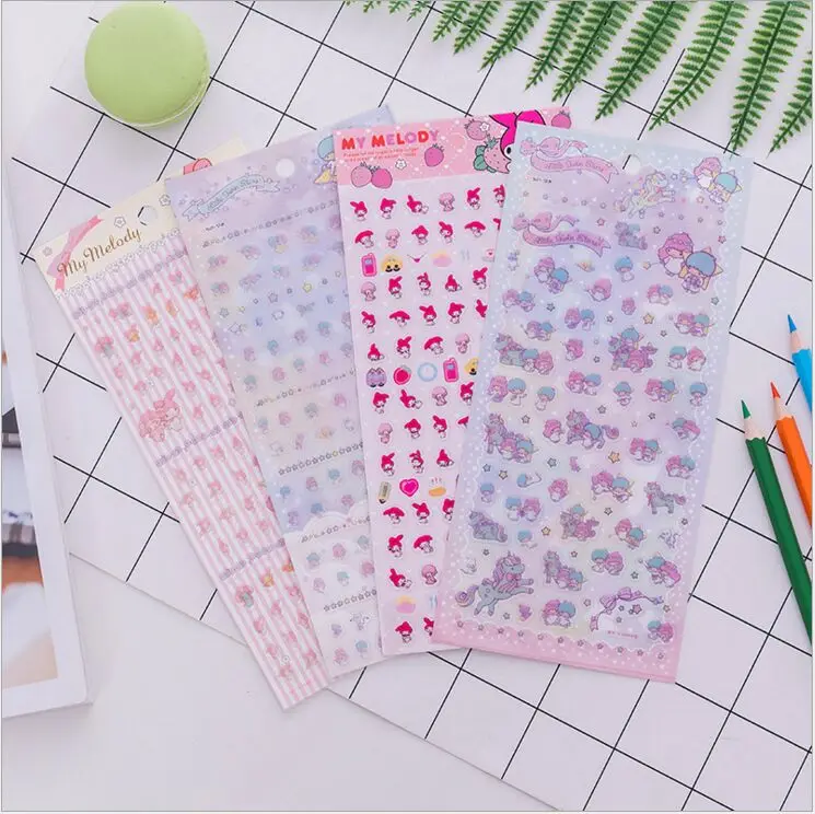 Прекрасный My Melody маленький близнец звезды декоративные ПВХ наклейки DIY планировщик дневник скрапбук индекс телефон Стикеры для альбомов Escolar