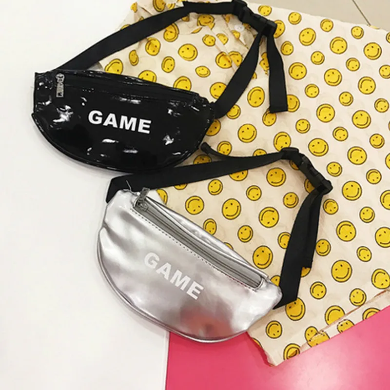 Яркая кожаная поясная сумка модная детская нагрудная Сумочка унисекс с надписью