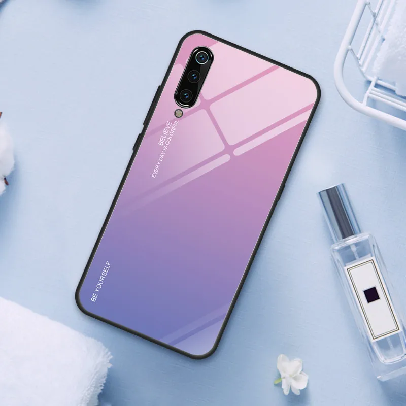 Чехол для телефона VIVO V17 Neo S1 IQOO Neo Y7S Z5, градиентный чехол из закаленного стекла с силиконовой рамкой, жесткая Глянцевая стеклянная задняя крышка